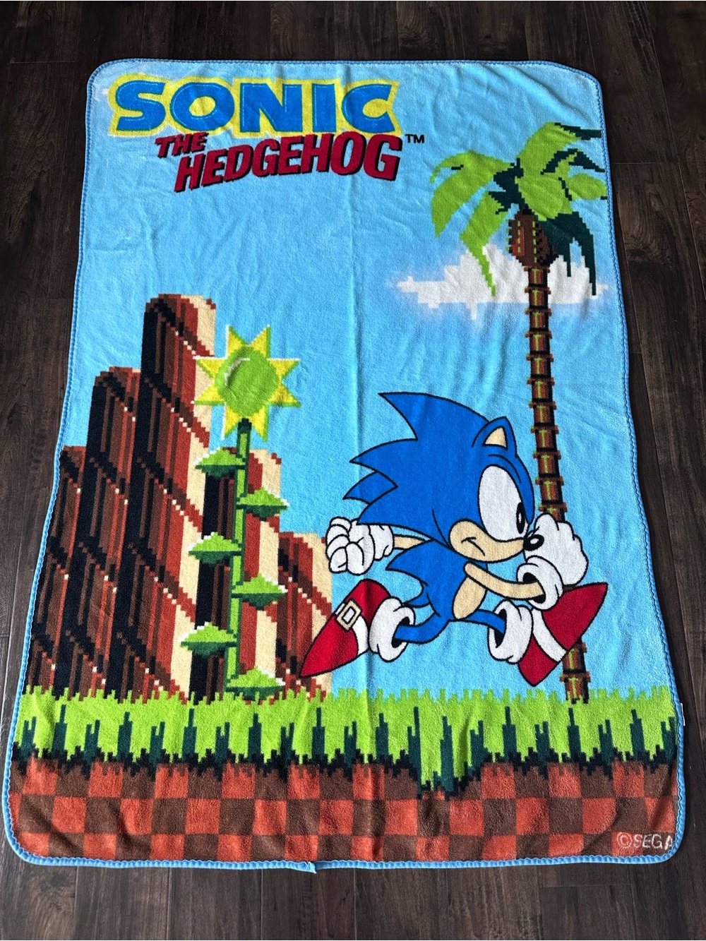 Vintage Sonic The Hedgehog Sega 61x42 Rare Videogame Genesis Fleece Blanket